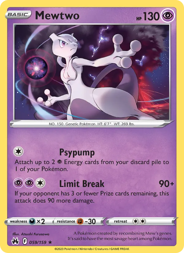 Mewtwo Reverse Holo 059/159 Crown Zenith Pokémon Card