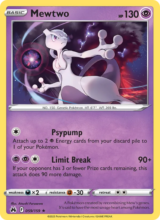 Mewtwo Reverse Holo 059/159 Crown Zenith Pokémon Card