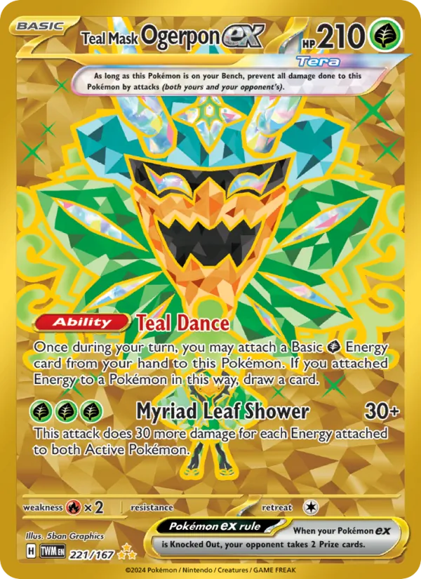 Teal Mask Ogerpon ex Holo 221/167 Twilight Masquerade Pokémon Card