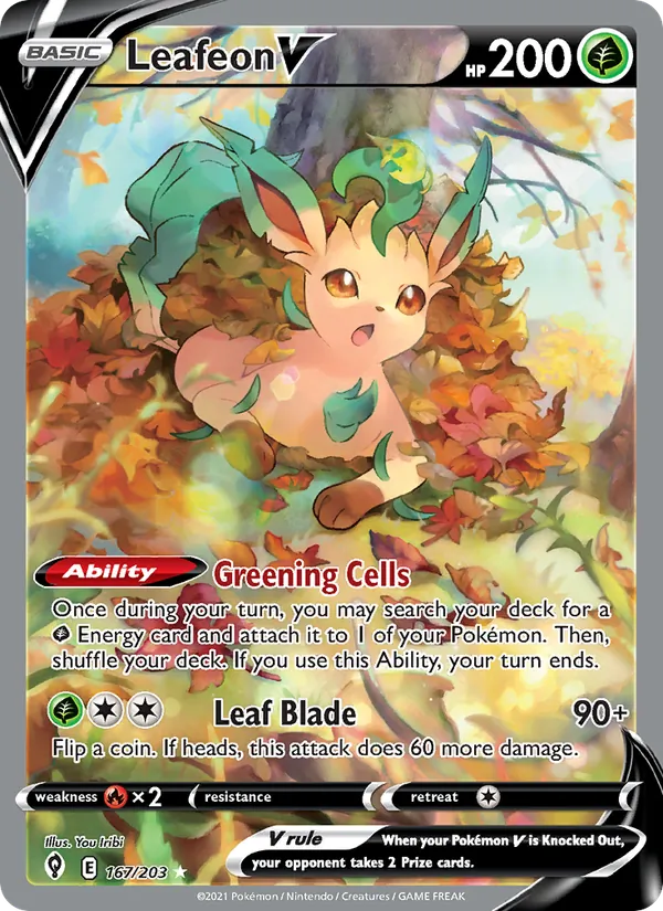 Leafeon V Holo 167/203 Evolving Skies Pokémon Card