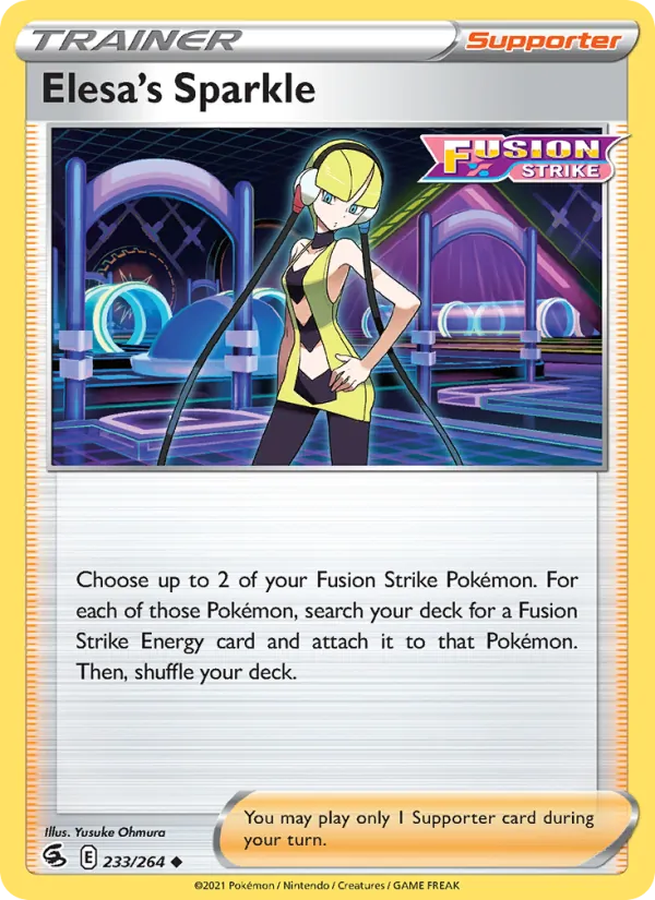 Elesa's Sparkle Reverse Holo 233/264 Fusion Strike Pokémon Card