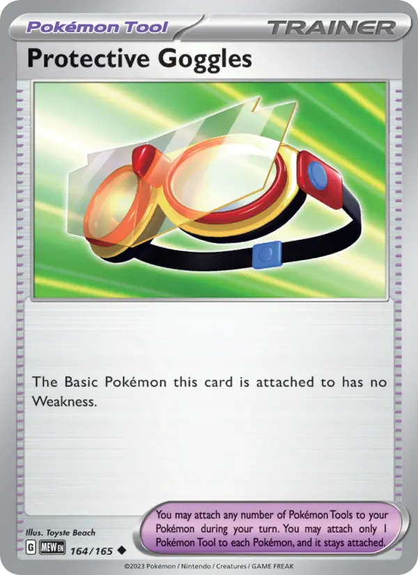 Protective Goggles Reverse Holo 164/165 151 Pokémon Card