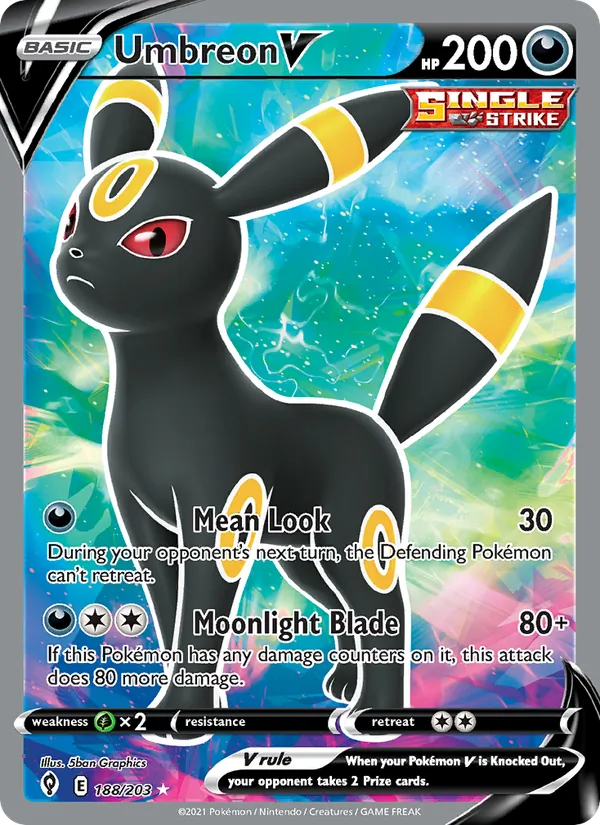 Umbreon V Holo 188/203 Evolving Skies Pokémon Card