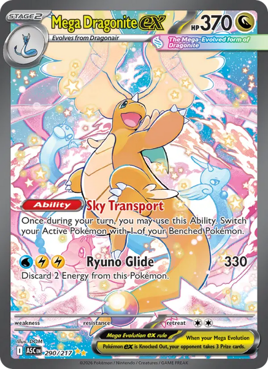 Mega Dragonite ex Holo 290/217 Ascended Heroes Pokémon Card