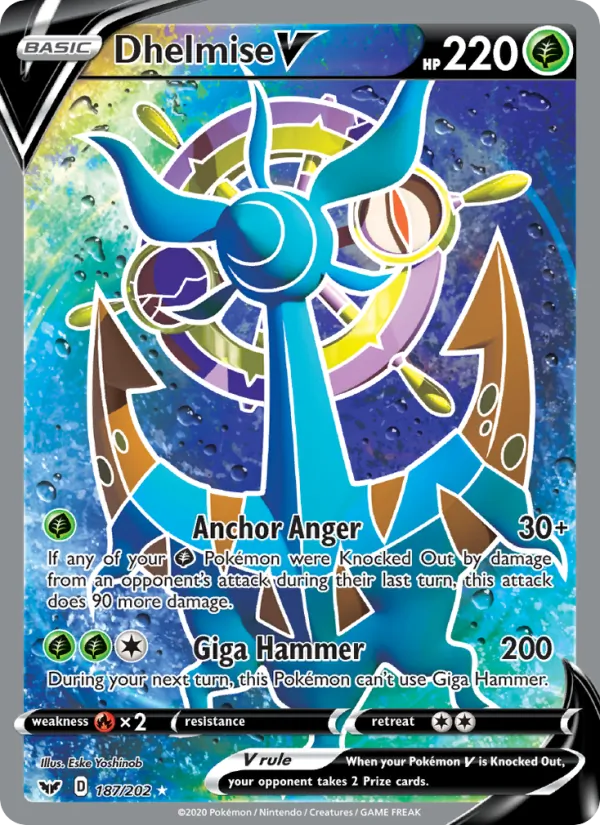 Dhelmise V Holo 187/202 Sword & Shield Pokémon Card