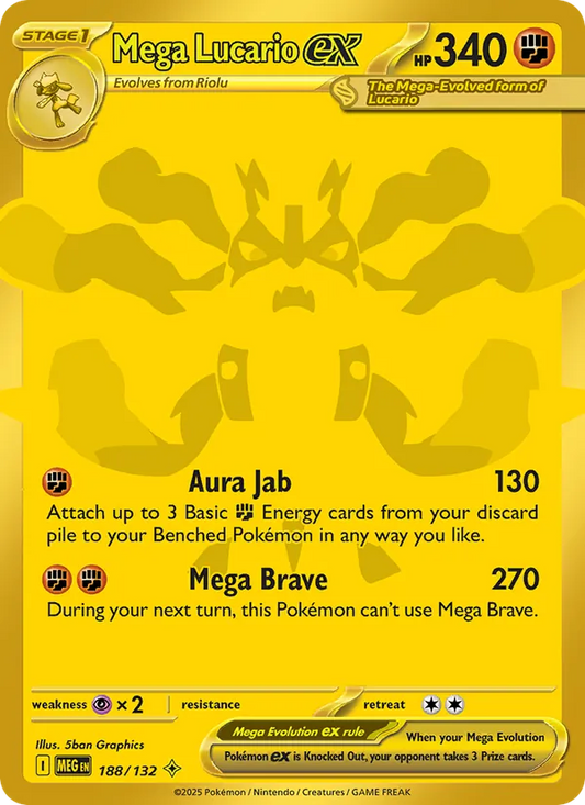Mega Lucario ex Holo 188/132 Mega Evolution Pokémon Card