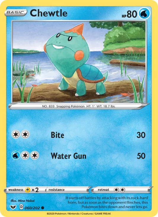 Chewtle Normal 060/202 Sword & Shield Pokémon Card