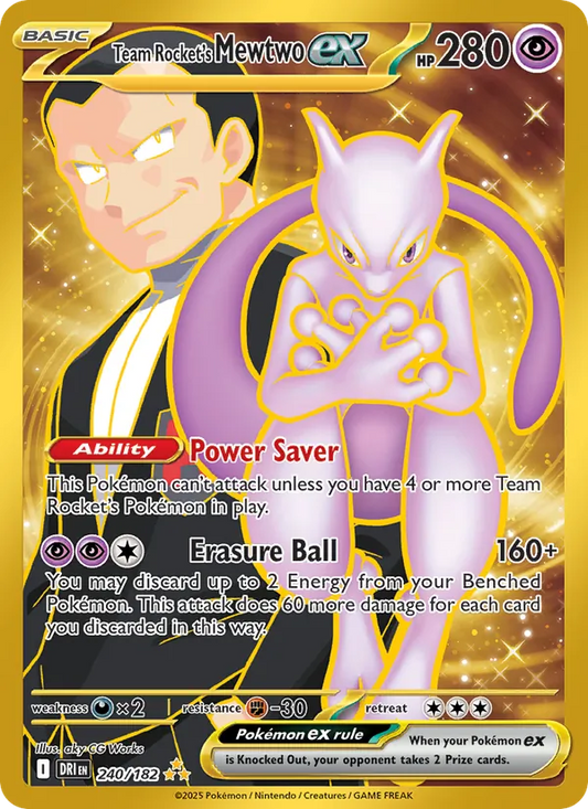 Team Rocket's Mewtwo ex Holo 240/182 Destined Rivals Pokémon Card