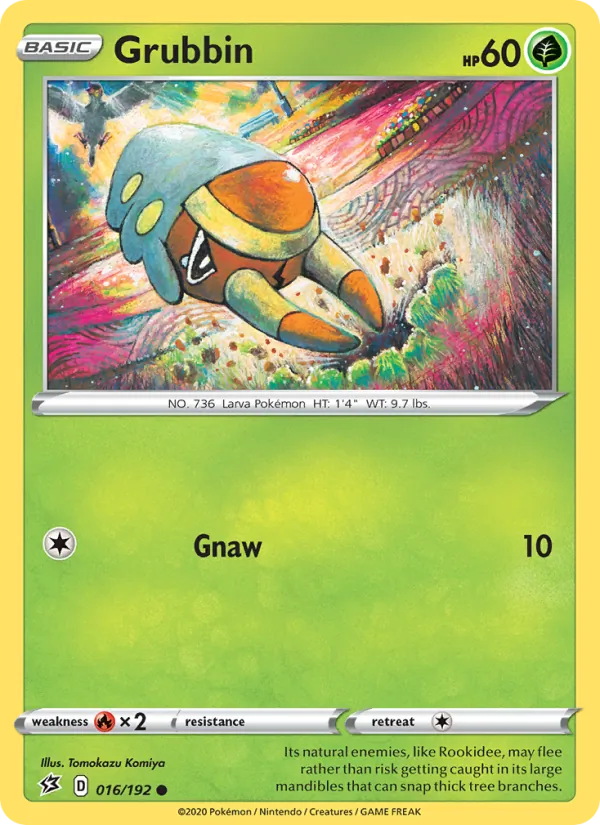 Grubbin Reverse Holo 016/192 Rebel Clash Pokémon Card