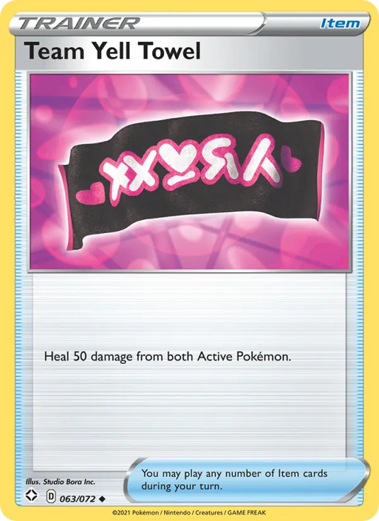 Team Yell Towel Reverse Holo 063/72 Shining Fates Pokémon Card