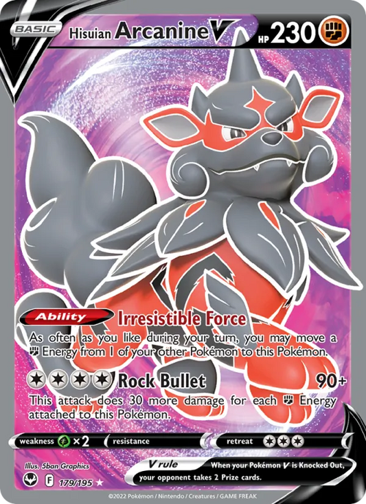 Hisuian Arcanine V Holo 179/195 Silver Tempest Pokémon Card