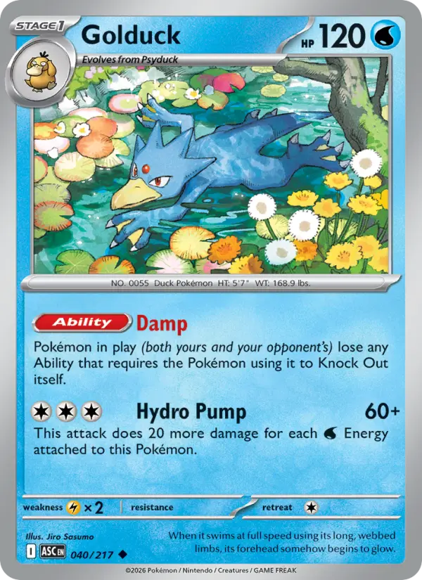 Golduck Reverse Holo 040/217 Ascended Heroes Pokémon Card