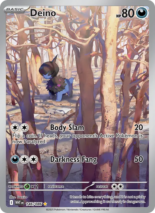 Deino Holo 146/86 White Flare Pokémon Card