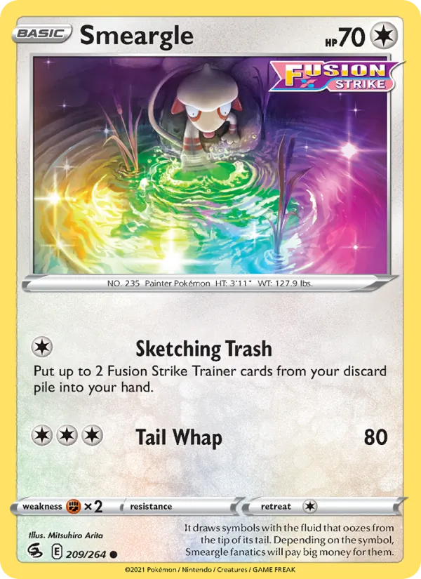 Smeargle Reverse Holo 209/264 Fusion Strike Pokémon Card