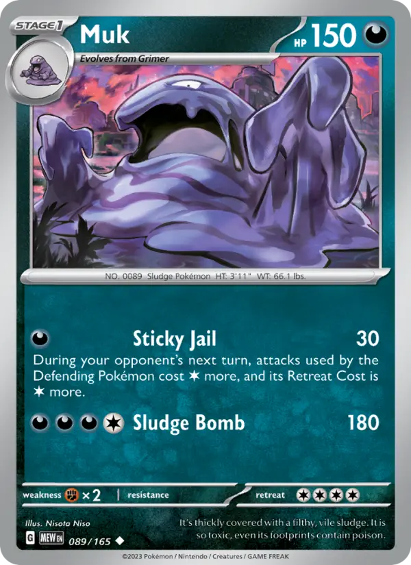 Muk Reverse Holo 089/165 151 Pokémon Card