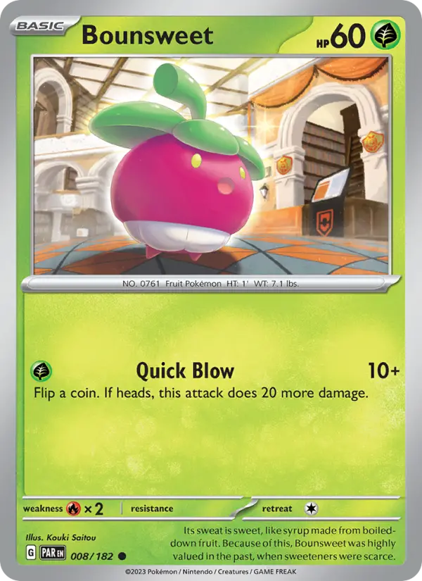 Bounsweet Reverse Holo 008/182 Paradox Rift Pokémon Card