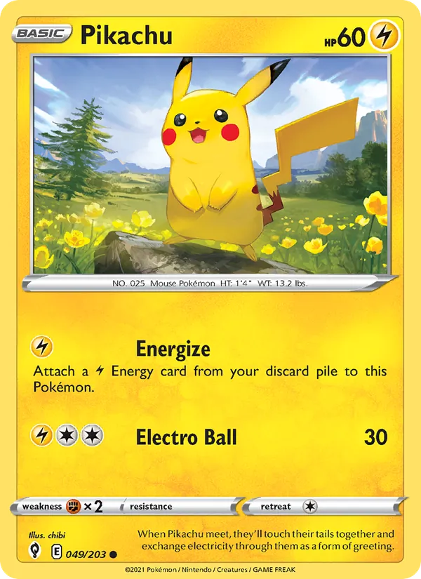 Pikachu Reverse Holo 049/203 Evolving Skies Pokémon Card