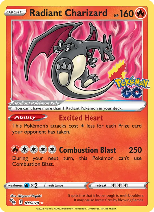 Radiant Charizard Holo 011/78 Pokémon GO Pokémon Card
