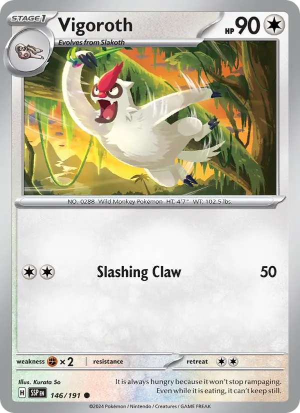 Vigoroth Reverse Holo 146/191 Surging Sparks Pokémon Card