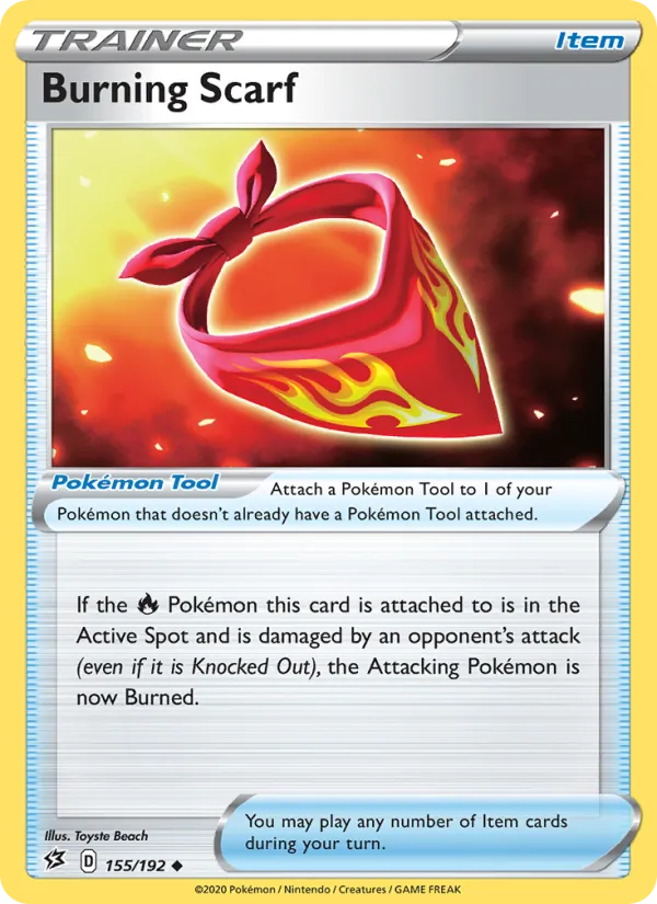 Burning Scarf Reverse Holo 155/192 Rebel Clash Pokémon Card