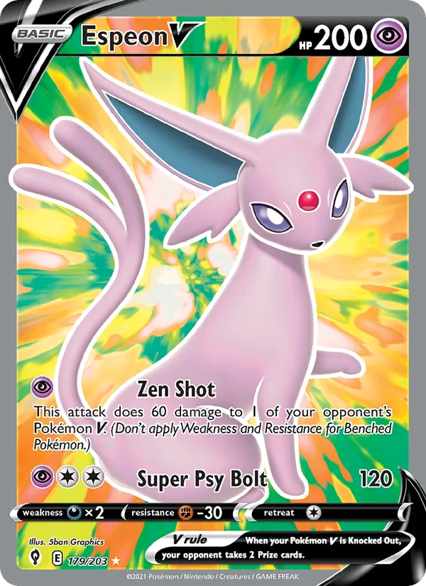 Espeon V Holo 179/203 Evolving Skies Pokémon Card
