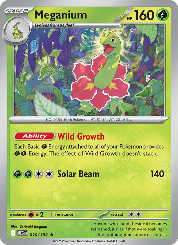 Meganium Non-Holo 010/132 Mega Evolution Pokémon Card