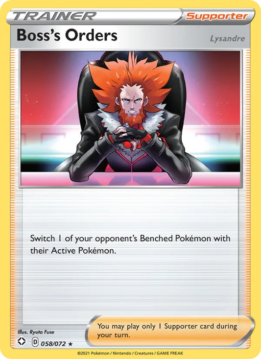 Boss's Orders (Lysandre) Reverse Holo 058/72 Shining Fates Pokémon Card