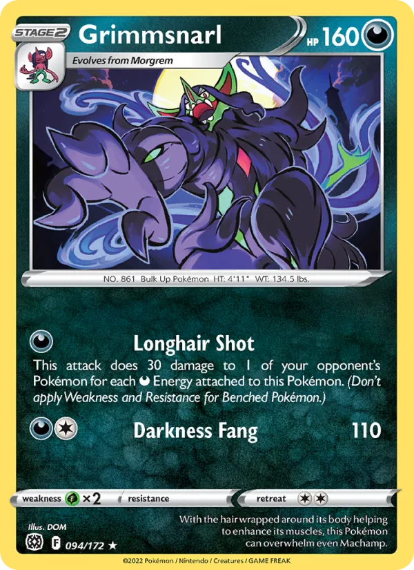 Grimmsnarl Reverse Holo 094/172 Brilliant Stars Pokémon Card