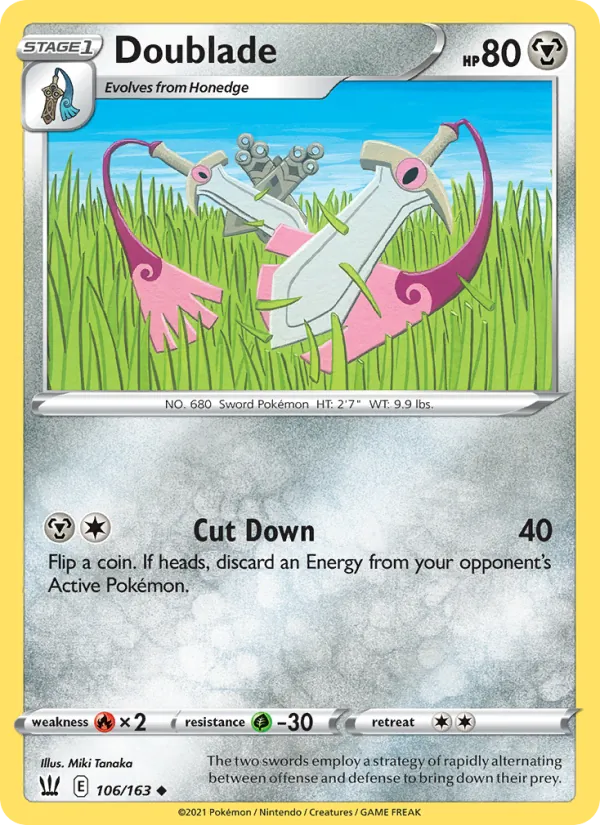 Doublade Reverse Holo 106/163 Battle Styles Pokémon Card