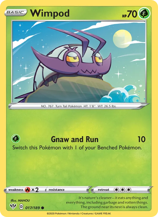 Wimpod Reverse Holo 017/189 Darkness Ablaze Pokémon Card