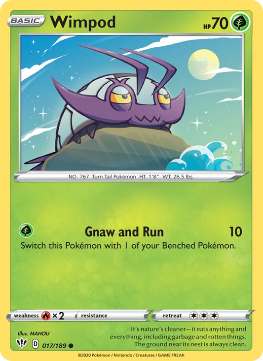 Wimpod Reverse Holo 017/189 Darkness Ablaze Pokémon Card