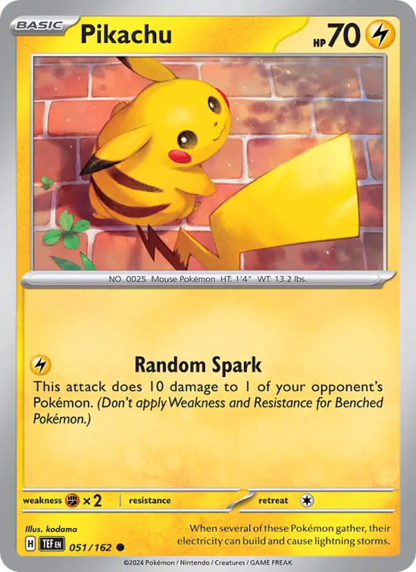 Pikachu Reverse Holo 051/162 Temporal Forces Pokémon Card