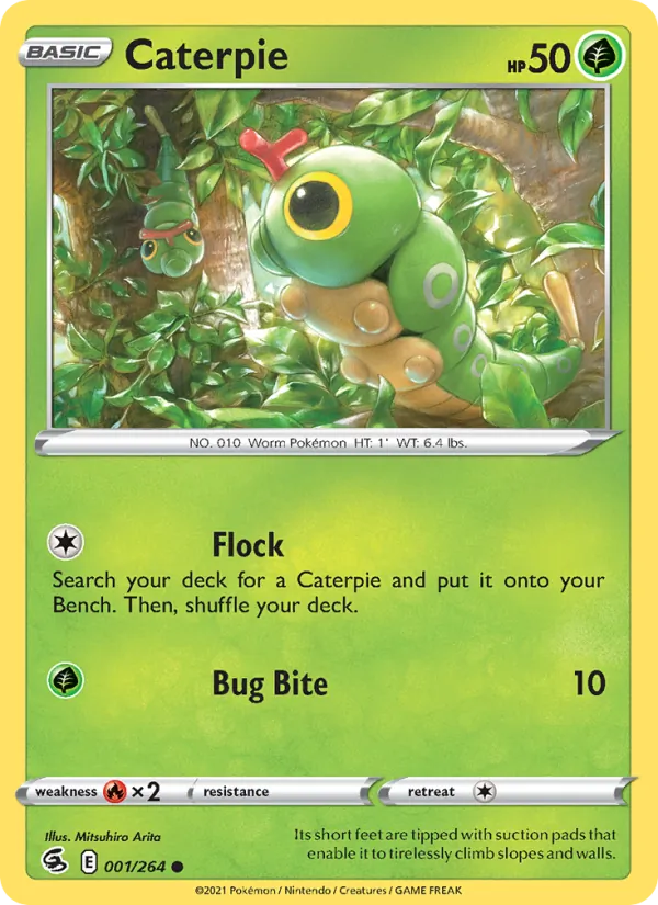 Caterpie Reverse Holo 001/264 Fusion Strike Pokémon Card