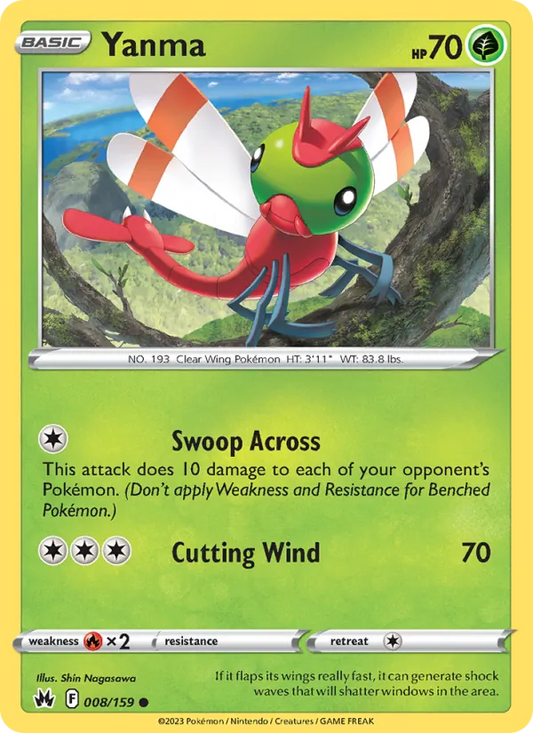Yanma Reverse Holo 008/159 Crown Zenith Pokémon Card