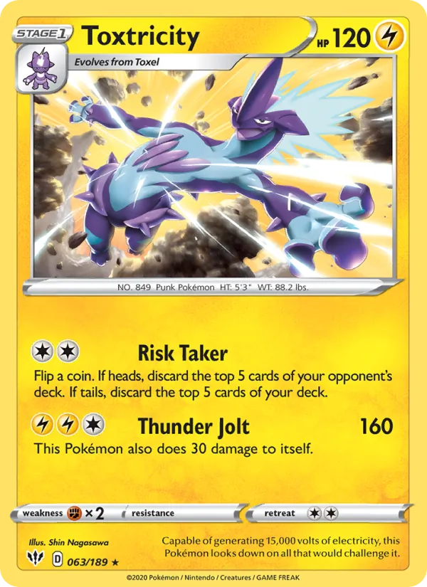 Toxtricity Reverse Holo 063/189 Darkness Ablaze Pokémon Card