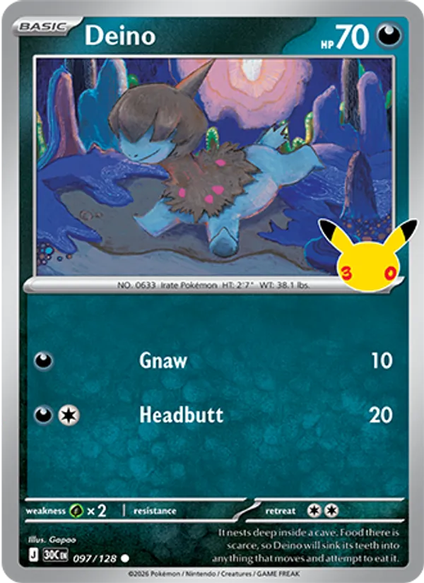 Deino Normal 097/128 30th Celebration Pokémon Card