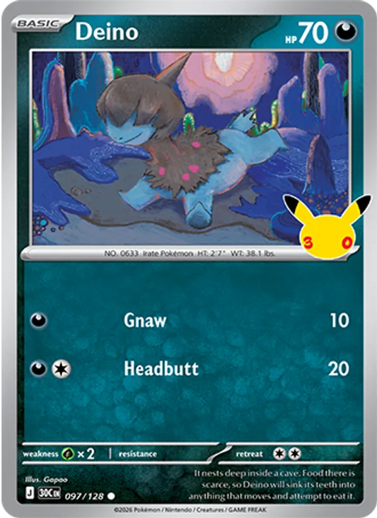 Deino Normal 097/128 30th Celebration Pokémon Card