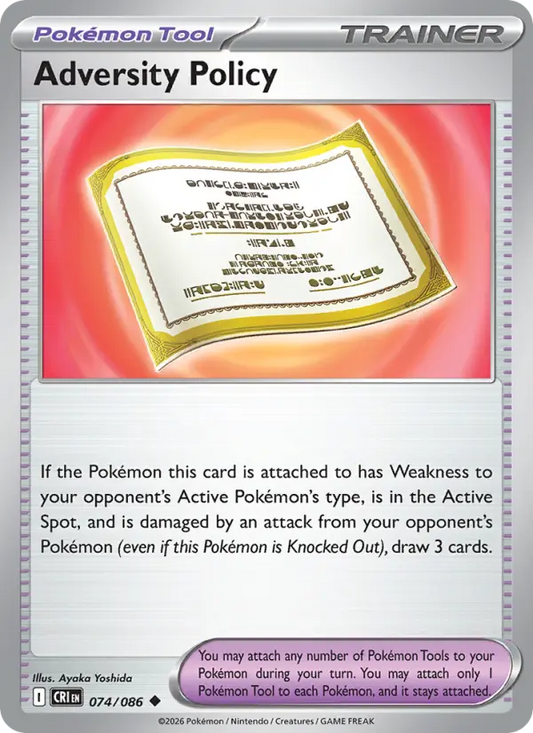 Adversity Policy Non-Foil 074/86 Chaos Rising Pokémon Card