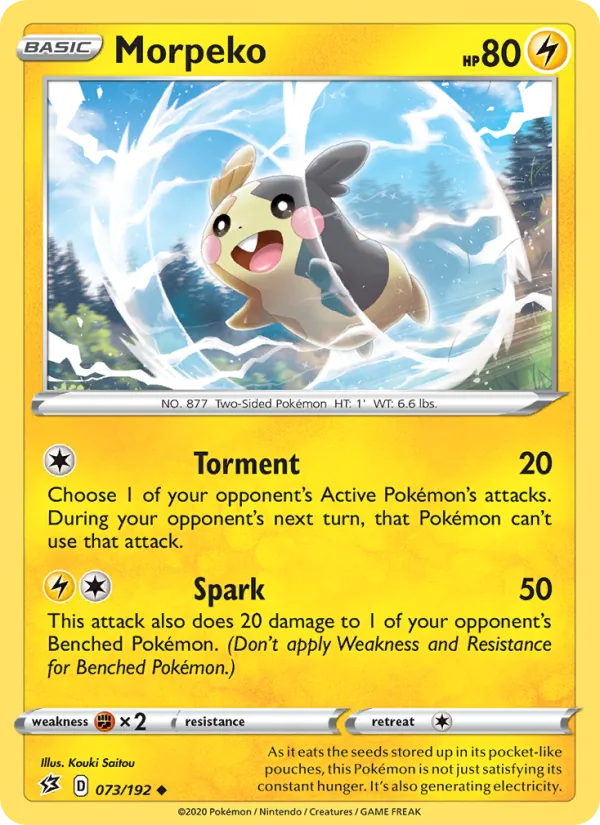 Morpeko Reverse Holo 073/192 Rebel Clash Pokémon Card