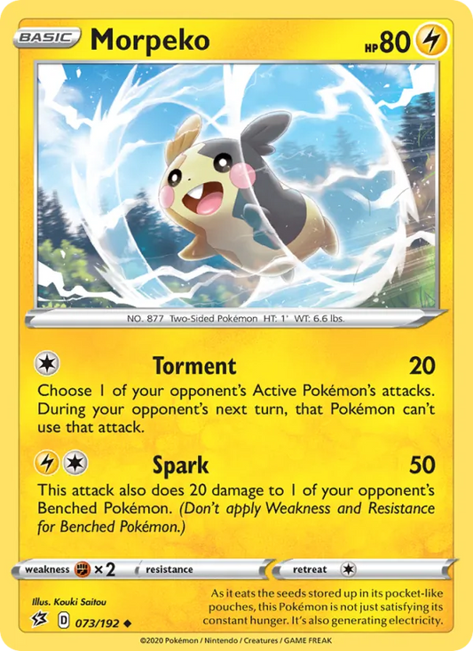 Morpeko Reverse Holo 073/192 Rebel Clash Pokémon Card