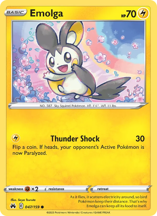 Emolga Reverse Holo 047/159 Crown Zenith Pokémon Card