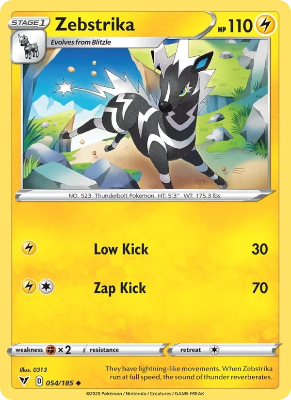 Zebstrika Reverse Holo 054/185 Vivid Voltage Pokémon Card