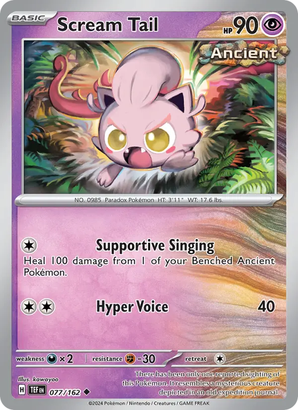 Scream Tail Reverse Holo 077/162 Temporal Forces Pokémon Card