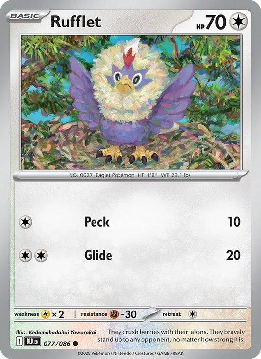 Rufflet Normal 077/86 Black Bolt Pokémon Card