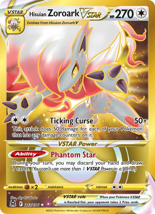 Hisuian Zoroark VSTAR Holo 213/196 Lost Origin Pokémon Card