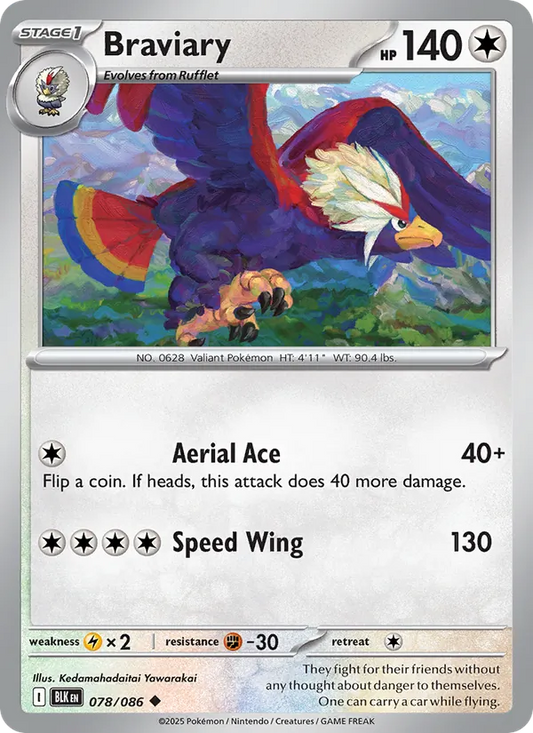 Braviary Normal 078/86 Black Bolt Pokémon Card