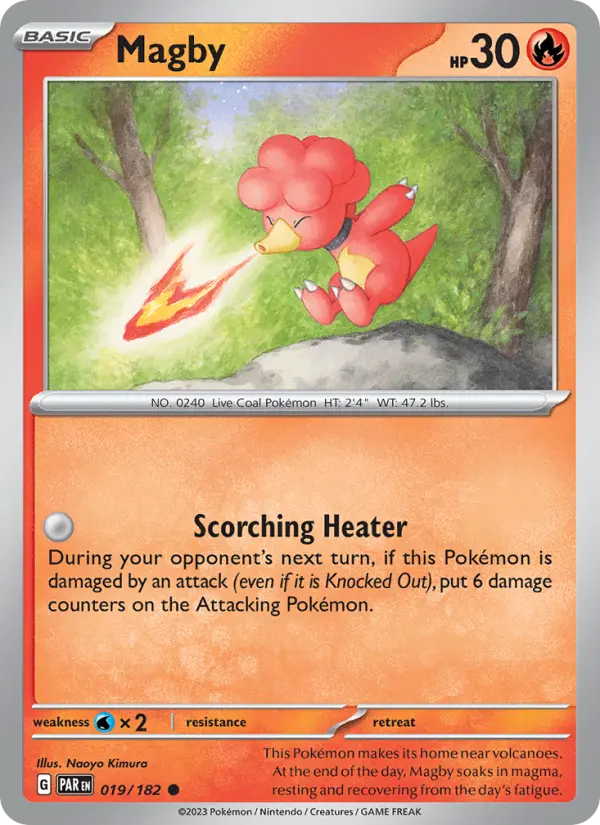 Magby Reverse Holo 019/182 Paradox Rift Pokémon Card