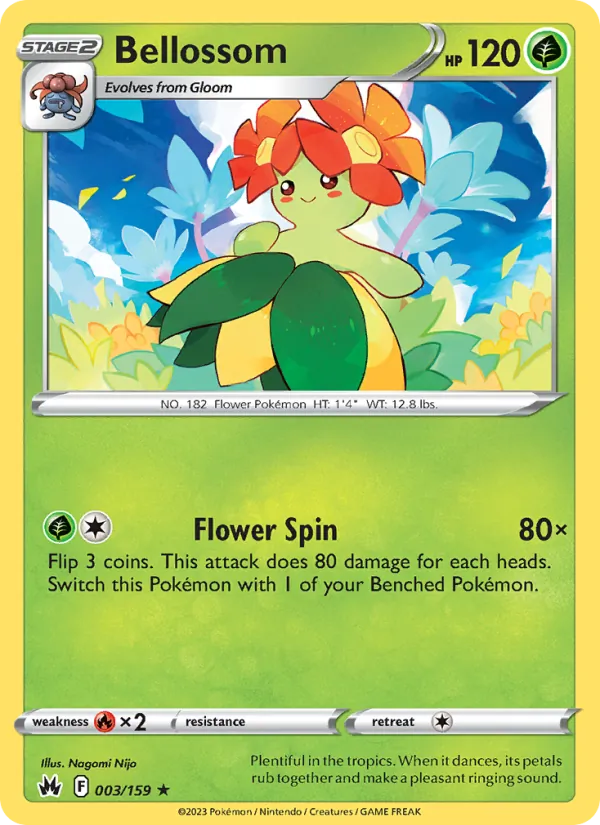 Bellossom Reverse Holo 003/159 Crown Zenith Pokémon Card