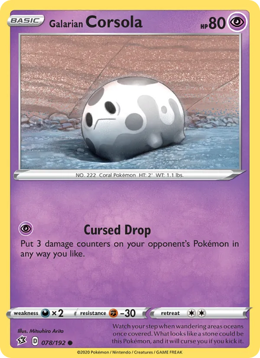 Galarian Corsola Reverse Holo 078/192 Rebel Clash Pokémon Card
