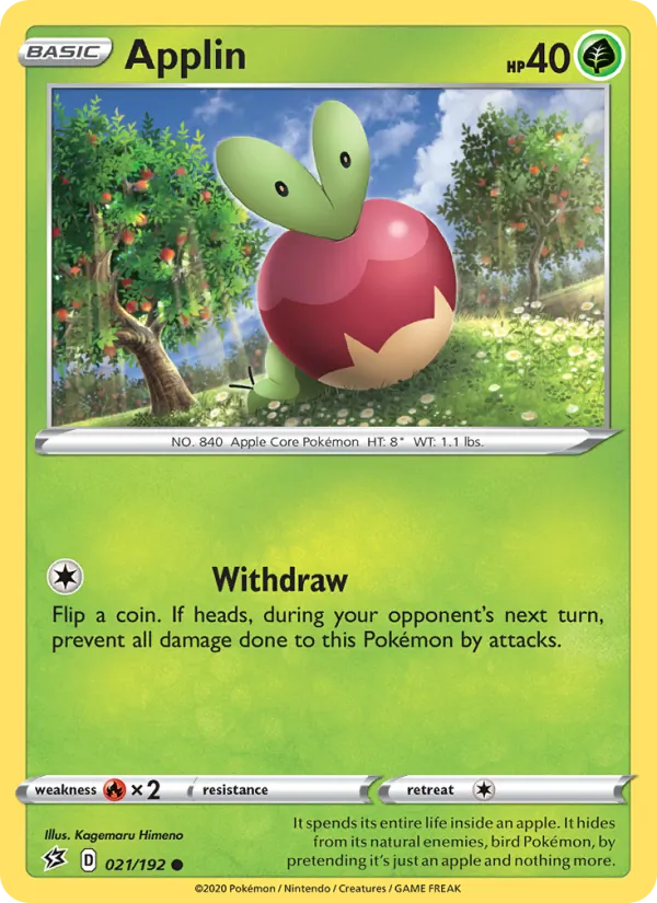 Applin Reverse Holo 021/192 Rebel Clash Pokémon Card